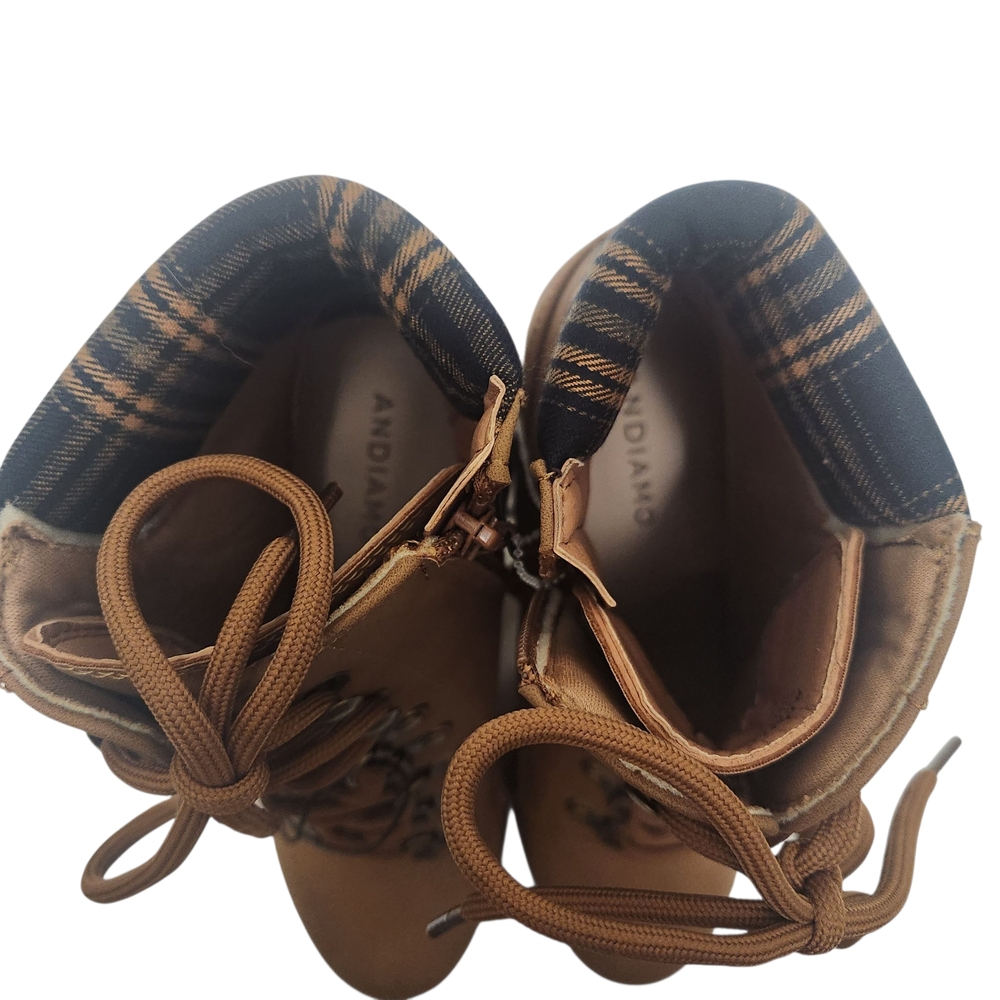Andiamo Lace-Up Boots Women’s 8.5M Brown Plaid Trim Boho Chic NEW - Picture 12 of 13